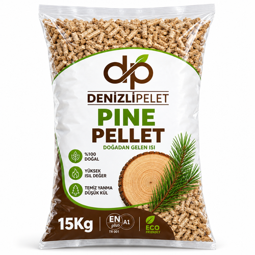 Denizli Pelet çam peleti soba yakıtı 15 kg yüksek kalorili 4500 kcal
