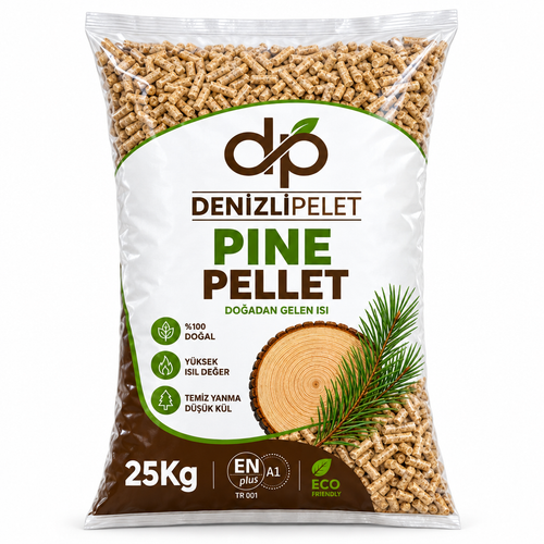 Denizli Pelet çam peleti soba yakıtı 25 kg yüksek kalorili 4500 kcal ekonomik
